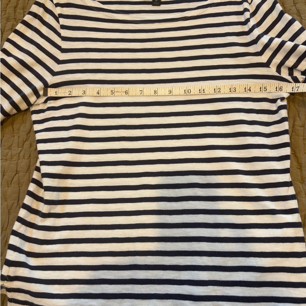 J. Crew Navy & White Striped Boatneck Top - Picture 3 of 4